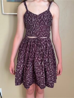 RARE Samantha Pleet Dress Ikat Print Fit & Flare Size Small